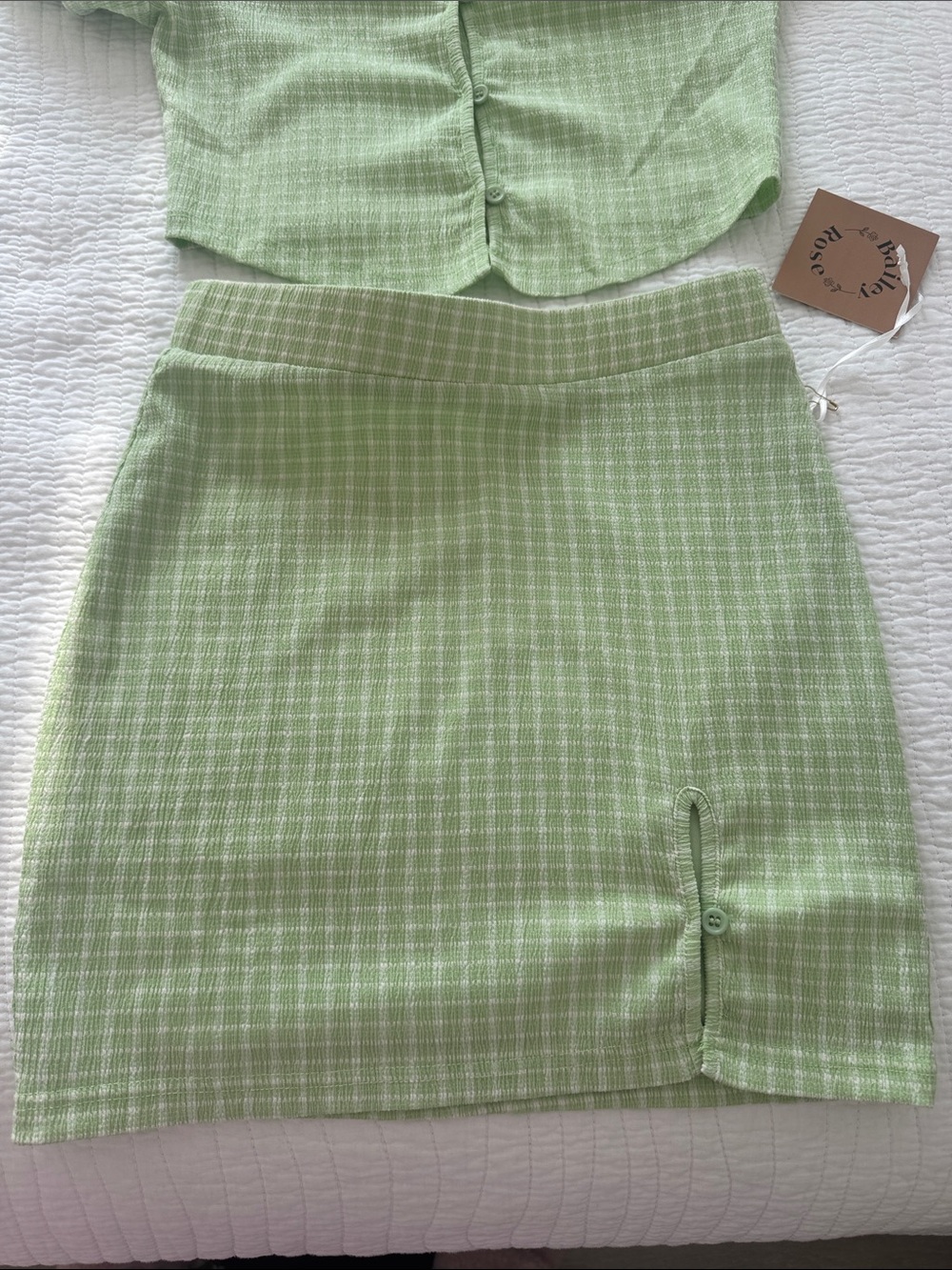 Light Green Two-Piece Skirt Set - Picture 2 of 4